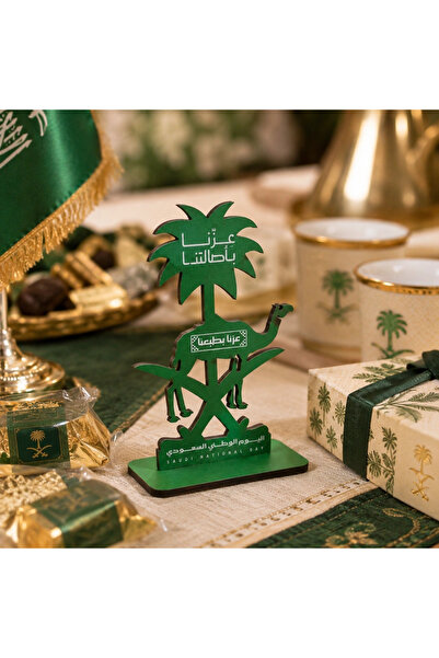 Generic مجموعة من 6 قطع من حاملات MDF صغيرة خضراء بتصميم شجرة النخيل والجمل ل...
