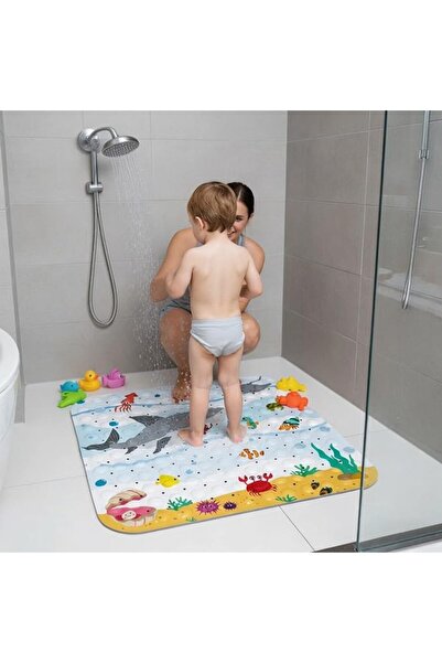 Generic 54x54cm Square Non-Slip Shower Mat, Quick-Dry Bathtub Floor Mat with ...
