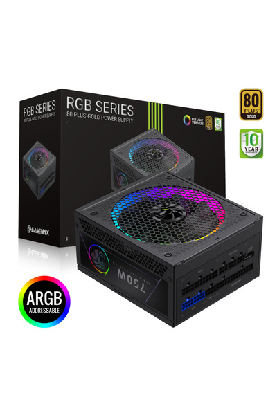 GAMEMAX Τροφοδοτικό RGB 750G, 750W, 80 PLUS Gold, Πλήρως Αρθρωτό