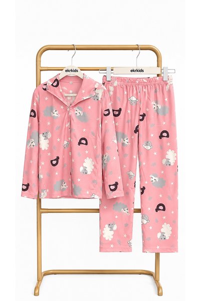 EKRKİDS Girl's Buttoned Pajama Set