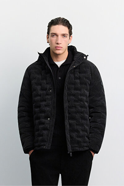 Avva Men's Black Duck Feather Stand Collar Lightweight Coat A62Y6066
