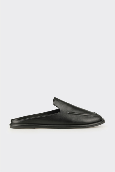Elle Shoes Siyah Deri Kadın Sabo