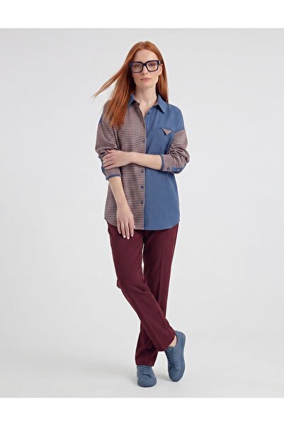 Kayra Plaid Pattern Tunic Indigo