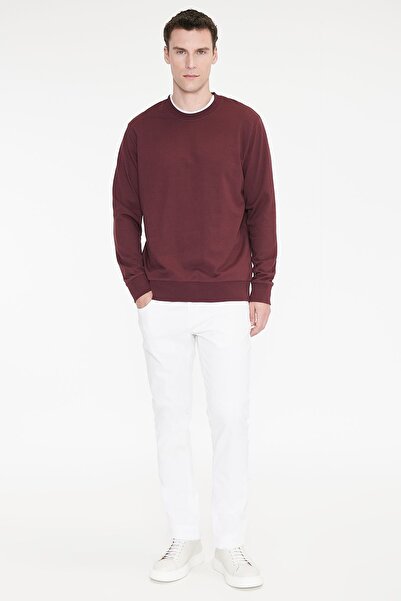 AC&Co / Altınyıldız Classics Erkek Bordo Pamuklu Standart Fit Normal Kesim 2 İplik Bisiklet Yaka Sweatshirt