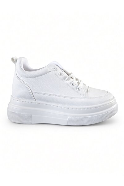 McDark Kadın Gizli Topuk Yüksek Taban Sneaker Ayakkabı-BEYAZ