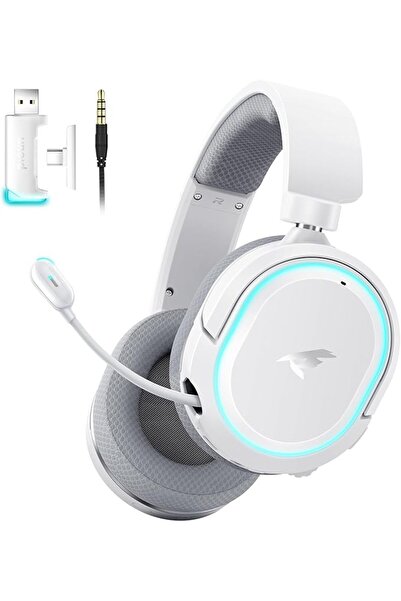 Picun G2 Wireless Gaming Headset with Mic for PC PS5 PS4 Switch, White Grey