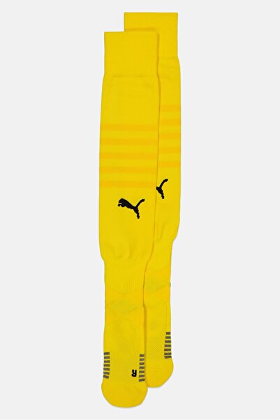 Puma Men 1 Pair Brand Logo Football Knee-High Socks, Yellow