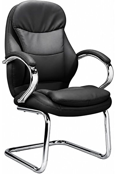 THE RED CREW PU Leather Visitor Chair with Padded Seat & Backrest, Fixed Chro...