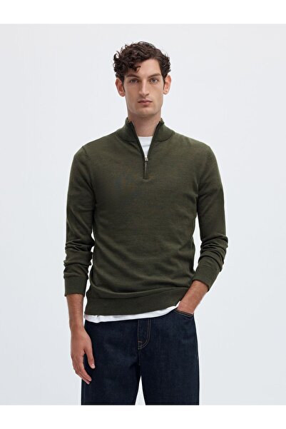 Selected Homme Halbreißverschluss-Pullover 100% Merinowolle