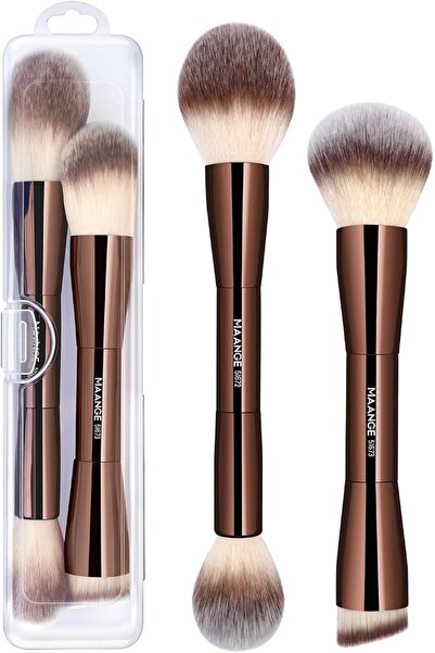 MAANGE Manji Synthetic Material Brush Shape Makeup Brush, Coffee - 2 Pieces