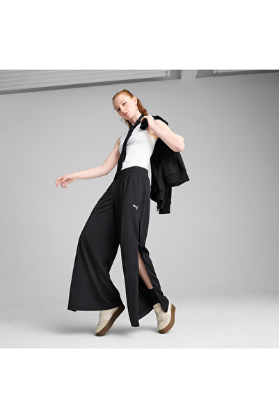 Puma Wardrobe Essentials Low Rise Kadın Siyah Popper Eşofman Altı