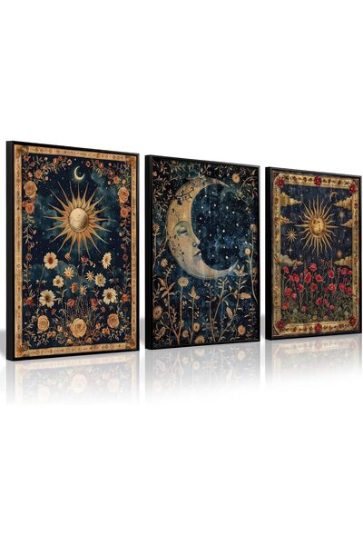 ALAYRA International Signtouch Moon Sun Tarot Celestial Theme Wall Art 3-Piec...