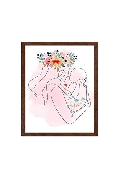 ALAYRA International Signtouch Brown Mother Baby Line Floral Mom Wall Art Out...