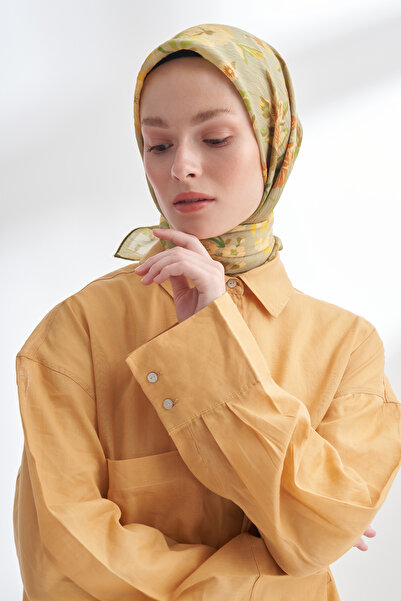 ARMANDA Garden Melody Patterned the Tencel Edit Scarf - Oil Green