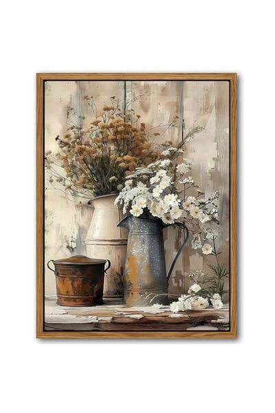 ALAYRA International Signtouch Farmhouse Floral Blue White Bloom Wall Art Whi...