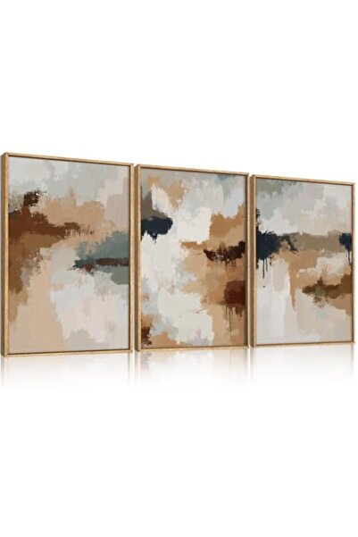ALAYRA International ALAYRA Abstract Brown Grey Brush Stroke Wall Art 3-Piece...