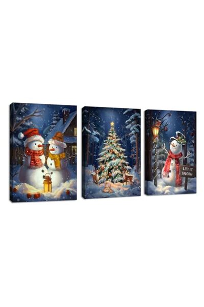 ALAYRA International Signtouch Winter Snowman Landscape Wrap Framed Canvas Wa...