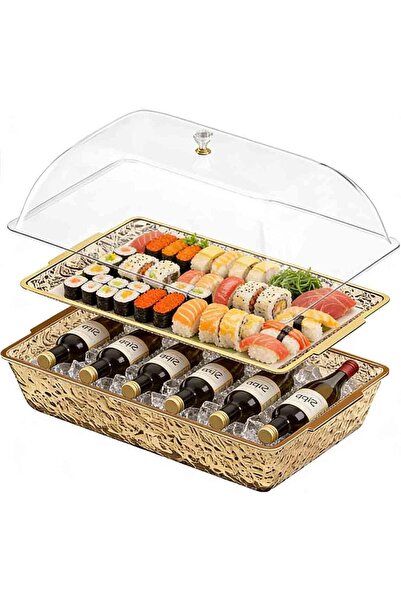 GENERAL Marla Mole Plastic Refrigerated Party Serving Tray with Compartments,...