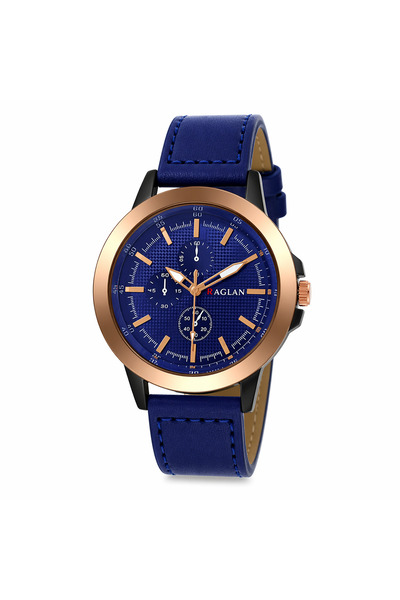 Geneva Ceas Bărbați Raglan Albastru, Curea Piele, Cronograf, Elegant, Premium...