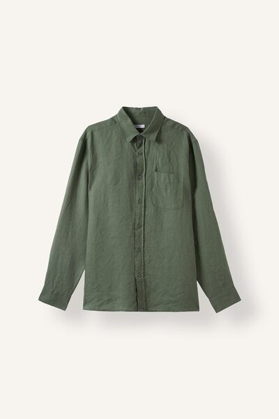 DeFacto 100% Linen Regular Fit Long Sleeve Single Pocket Shirt I7992Ax26Sm
