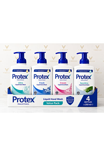 Protex Set Săpun Lichid pentru Mâini, 4 x 250 ml – Ultra, Fresh, Cream & Sens...