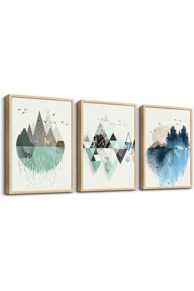 ALAYRA International Signtouch Geometry Mountain Daytime Wall Art 3-Piece Out...