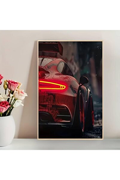 ALAYRA International ALAYRA Red Sports Car Canvas Wall Art Outer Frame 40x60 cm