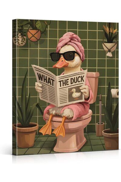 ALAYRA International Signtouch Duck Reading Illustration Vintage Style Wrap F...