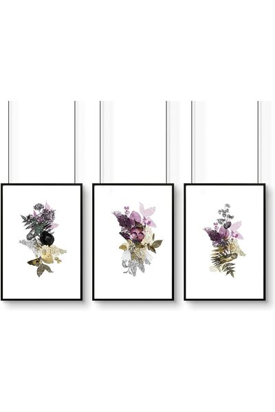 ALAYRA International Signtouch Floral Wall Art Set of 3 Outer Frame 40x60 cm