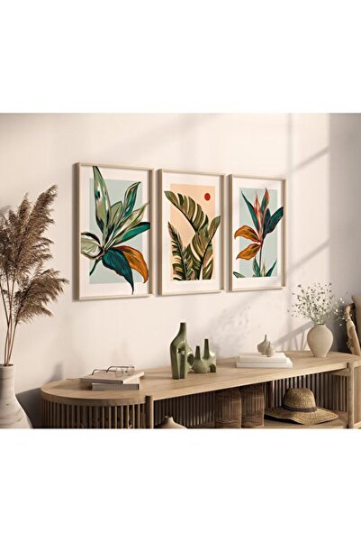 ALAYRA International Signtouch Tropical Leaf Botanical Wall Art 3-Piece Woode...