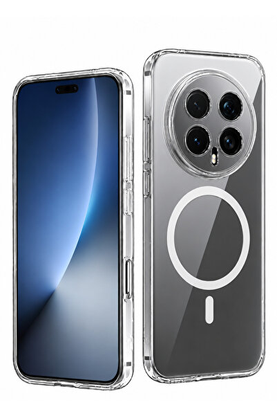 Coverzone Honor Magic 8 Pro ile uyumlu Şeffaf Kılıf MagSafe Uyumlu Güçlü Mıkn...