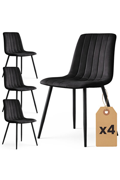 Akord Furniture Factory Set de 4 scaune tapițate din catifea, capitonate cu n...