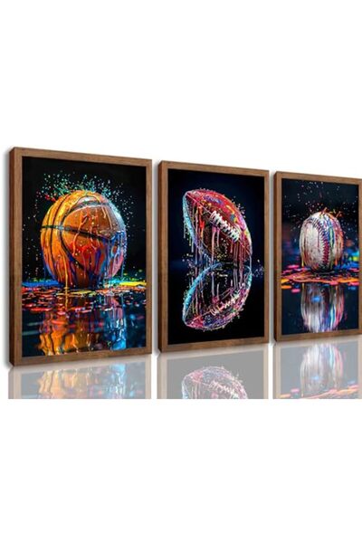 ALAYRA International ALAYRA Sports Basketball Football Game Wall Art 3-Piece ...