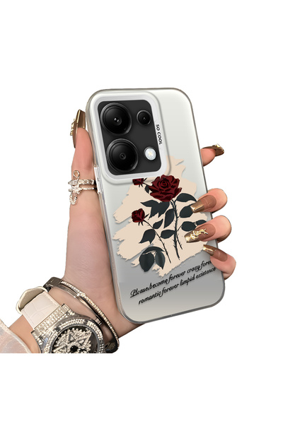 CHICASELUX Poco M6 Pro 4g Compatible Retro Red Rose Printed Impact Resistant ...