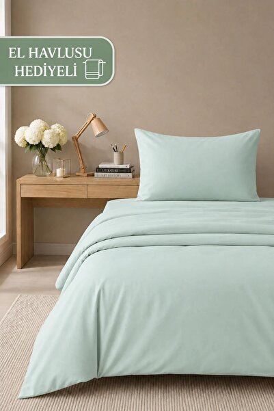 Anılsan 100% Cotton Mint Green Student Set - Single Duvet Cover Set + 1 Pillo...