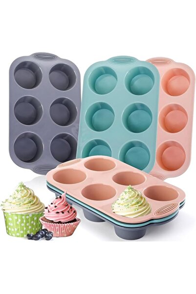 MASROO Mareu Silicone Muffin Pan, 6-Cavity Non-Stick Baking Pan for Muffins, ...