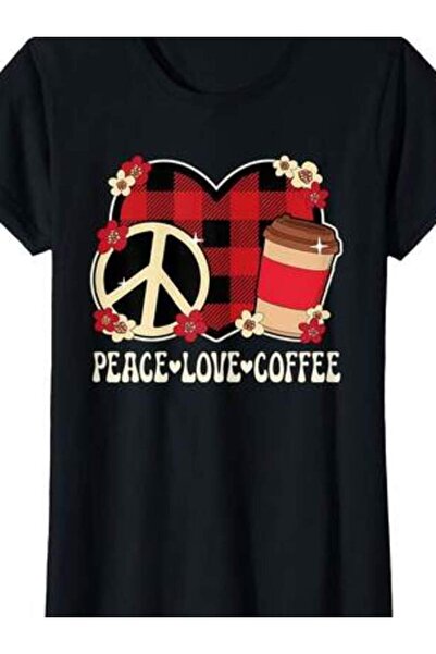 2BIR Peace Love Lover Outfit Women Teen Girls Cute Coffee T-Shirt