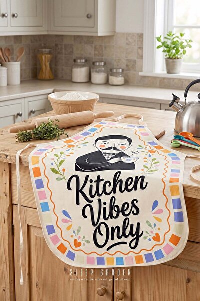 Sleep Garden Digital Printed Design Men's Kitchen Apron Liquid-Proof with Rop...