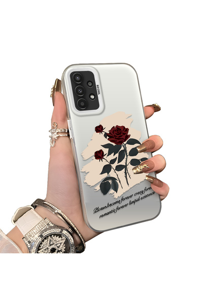 CHICASELUX Samsung Galaxy A04S Compatible Retro Red Rose Printed Shock Protec...