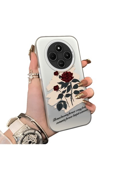 CHICASELUX غطاء حماية صلب متوافق مع Redmi 14C 4G/5G بتصميم الوردة الحمراء الك...