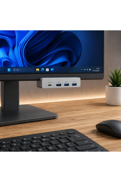 Alfais 6081 Alüminyum 4 Port Çoklayıcı Usb 3.0 Type C Hub 5Gbps Veri Aktarım Güç Destekli Dock Çoğaltıcı