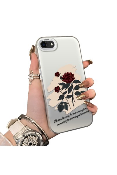 CHICASELUX iPhone 7/8/Se 2020 2022 Compatible Retro Red Rose Printed Impact P...