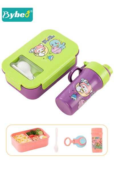BYBEO Portable Kids Bento Box Set, Children Lunch Box with Water Bottle for S...