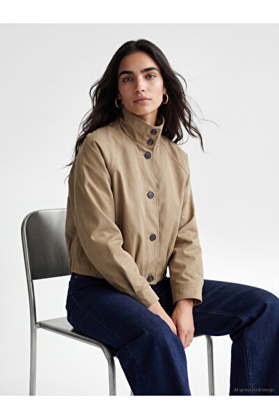 LC Waikiki Mock Neck Women's Gabardine Coat