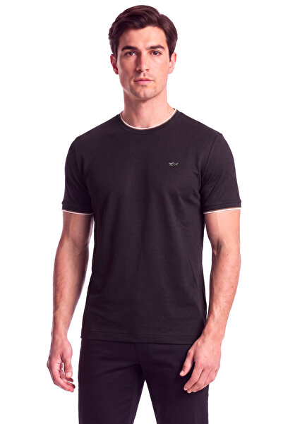 PAUL&SHARK Men's Regular Fit Round Neck Metallic Logo Detailed Short Sleeve B...