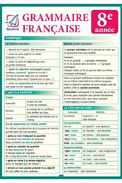 Booklet Pliant Grammaire Francaise 8e annee - Gina Belabed, Claudia Dobre, Di...