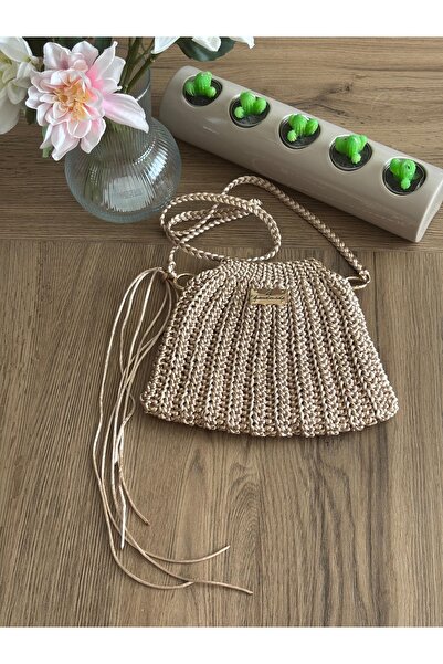 dyhandmade Kadın Örgü Çanta – El Yapımı Hasır Görünümlü Omuz Çantası – Bohem ...