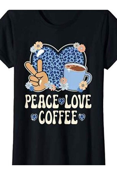 26LIK Peace Love Lover Leopard Print Women Girl Cute Coffee T-Shirt