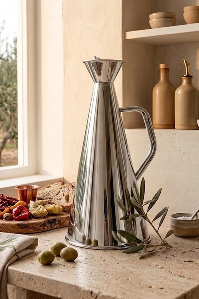 Kitchen Life 1 Liter Stainless Steel Drip-Free Carafe Oil Dispenser Vinegar J...