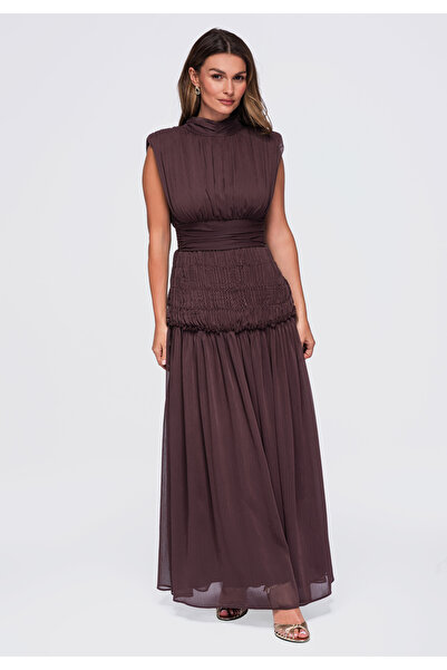 Larica Damen-Abendkleid mit ausgestelltem Saum und hohem Kragen LA-OM-DLR446 ...
